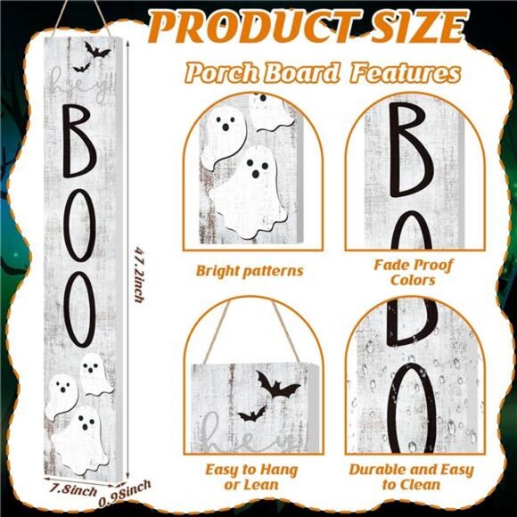Halloween Boo Porch Sign 47" Outdoor Boo Sign for Front Porch - Picture 3 of 7